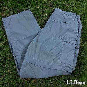 LL Bean Cargo Pants Womens S Petite Gray Convertible Nylon Stretch Hiking